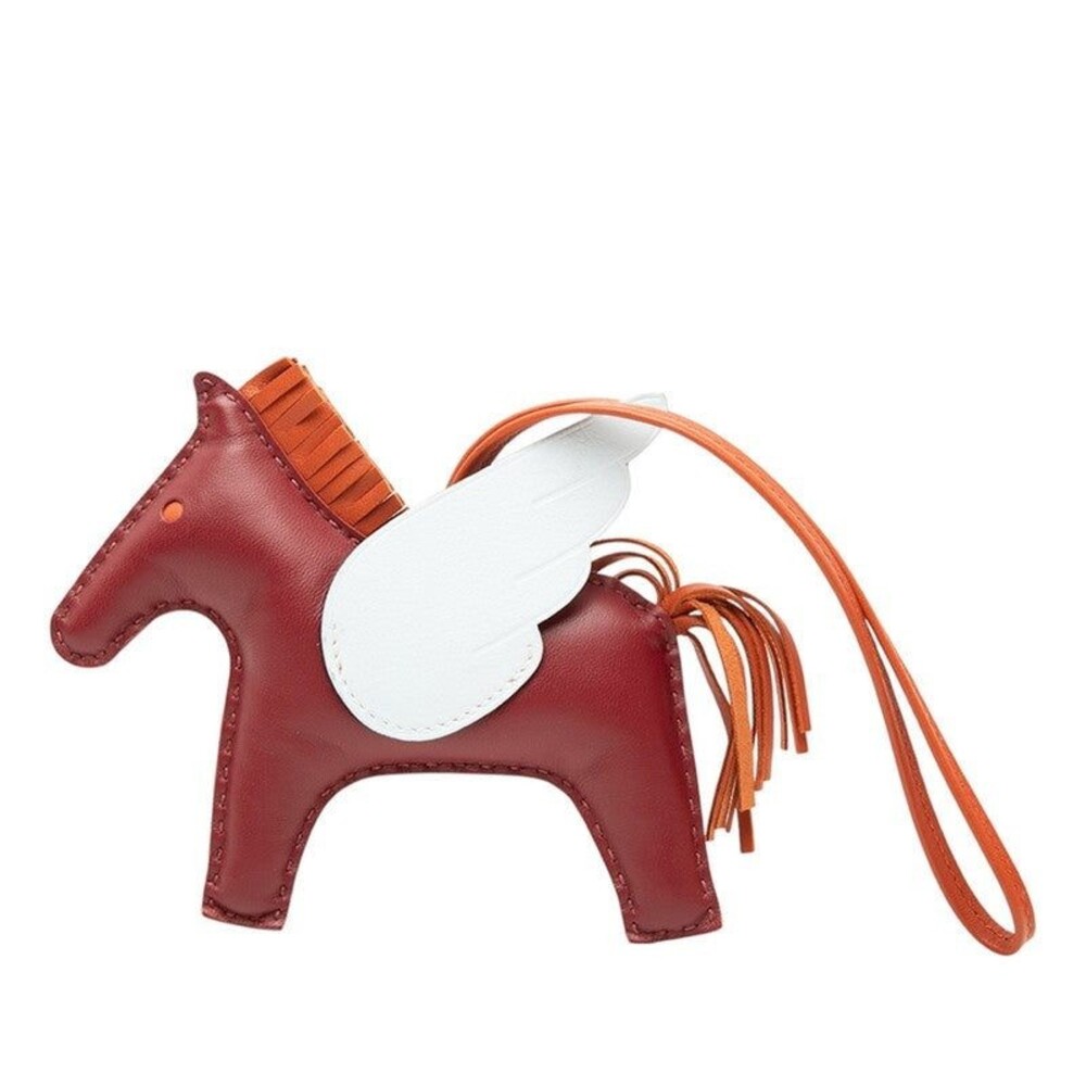 Hermes Rodeo Pegasus MM Charm Bag Charm Wine Red Brown Blue Agneau Milo Multi